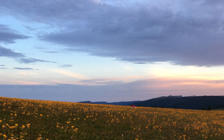 5h du matin, le soleil se lève sur les hautes-chaumes.